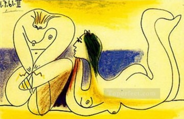 Pablo Picasso Painting - En la playa 1961 Pablo Picasso